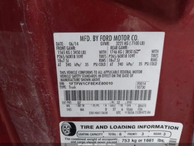 2014 FORD F-150 1FTFW1CF8EKE80010 Photo 8