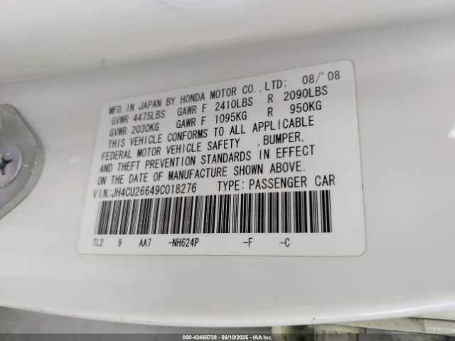 2009 ACURA TSX JH4CU26649C018276 Photo 8