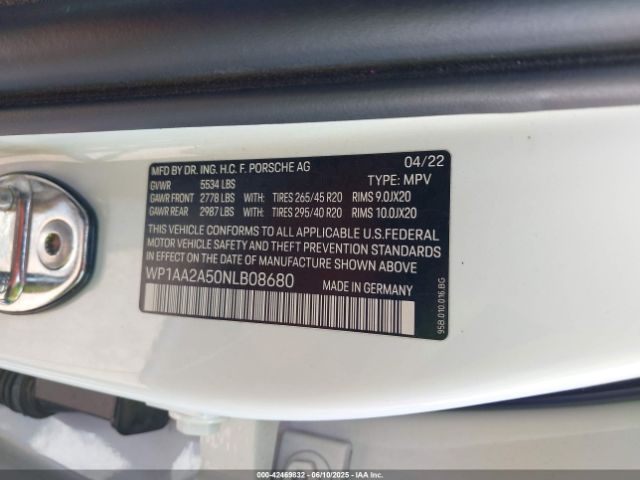 2022 PORSCHE MACAN WP1AA2A50NLB08680 Photo 8