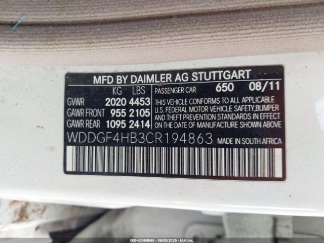 2012 MERCEDES-BENZ C 250 WDDGF4HB3CR194863 Photo 8