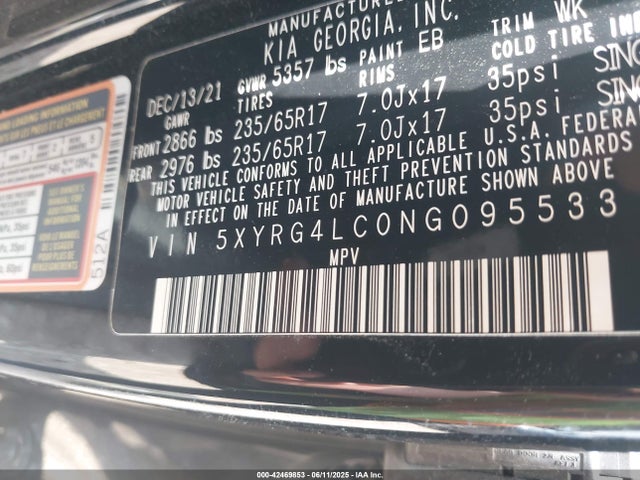 5XYRG4LC0NG095533 KIA gdi theta-iii
