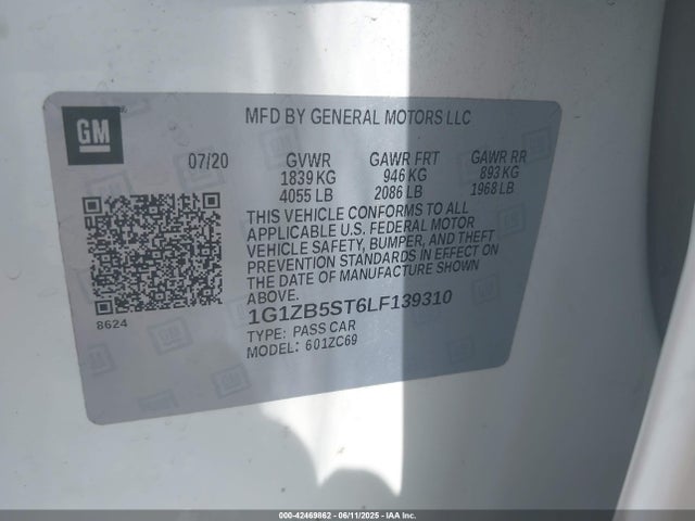 1G1ZB5ST6LF139310 Chevrolet lfv - direct injection, variable valve timing, gen 1