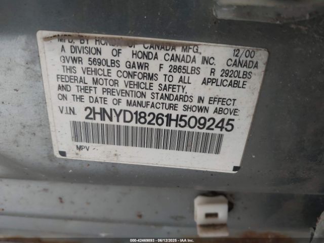 2001 ACURA MDX 2HNYD18261H509245 Photo 8