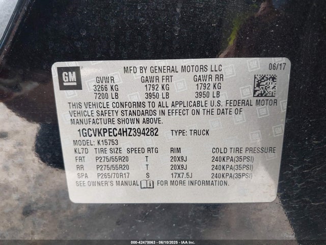 1GCVKPEC4HZ394282 Chevrolet l83 - sidi: spark ignited direct injection, vvt: variable valve timing, afm, e85 max, alum