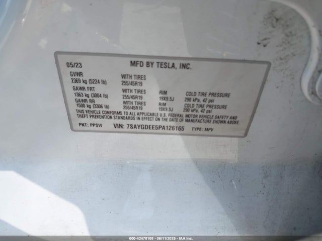 7SAYGDEE5PA126165 Tesla 2023