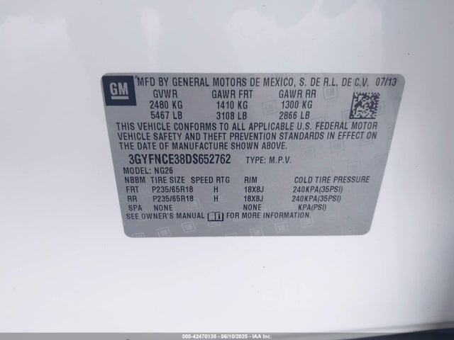 2013 CADILLAC SRX 3GYFNCE38DS652762 Photo 8