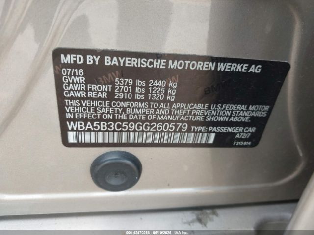 2016 BMW 535I WBA5B3C59GG260579 Photo 8