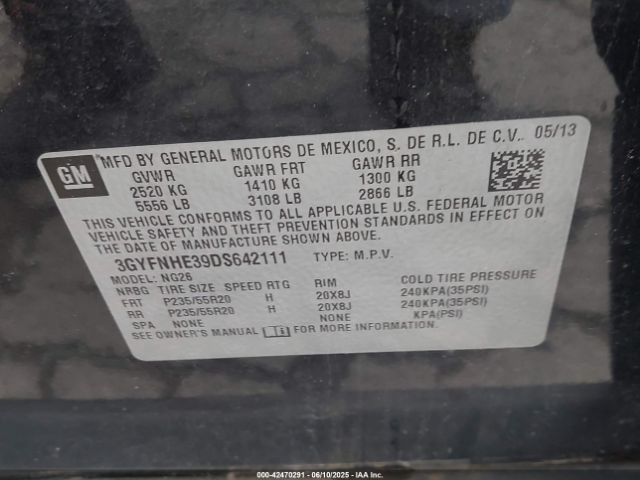 2013 CADILLAC SRX 3GYFNHE39DS642111 Photo 8