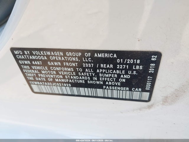 1VWBA7A32JC021923 Volkswagen 2.0 tsi