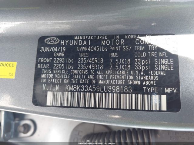 2020 HYUNDAI KONA KM8K33A59LU398183 Photo 8