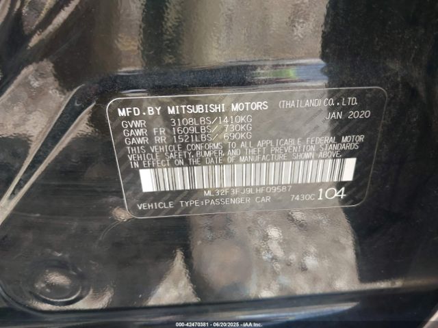 2020 MITSUBISHI MIRAGE G4 ML32F3FJ9LHF09587 Photo 8