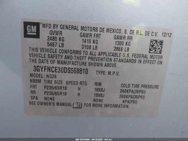 2013 CADILLAC SRX 3GYFNCE30DS568810 Photo 8