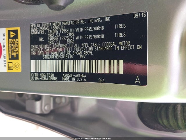 5TDZARFH9FS016418 Toyota 1ar-fe