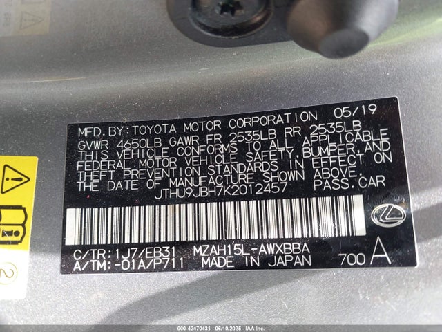JTHU9JBH7K2012457 Lexus m20a-fxs, 3nm, 1mm