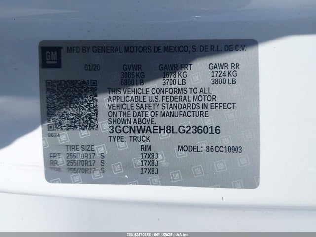3GCNWAEH8LG236016 Chevrolet lv3 - gen 5, sidi, vvt, ohv, e85 max alum
