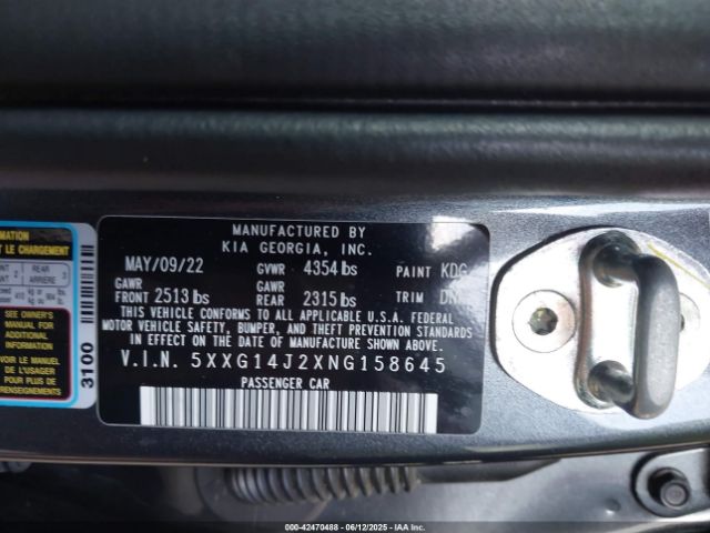 2022 KIA K5 5XXG14J2XNG158645 Photo 8
