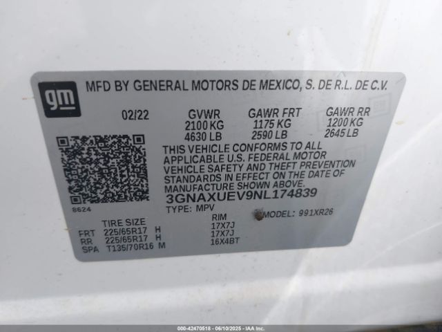 2022 CHEVROLET EQUINOX 3GNAXUEV9NL174839 Photo 8