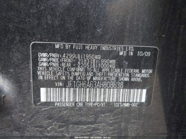 2010 SUBARU IMPREZA JF1GH6A63AH808638 Photo 8