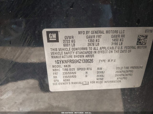 2017 CADILLAC XT5 1GYKNFRS6HZ130626 Photo 8