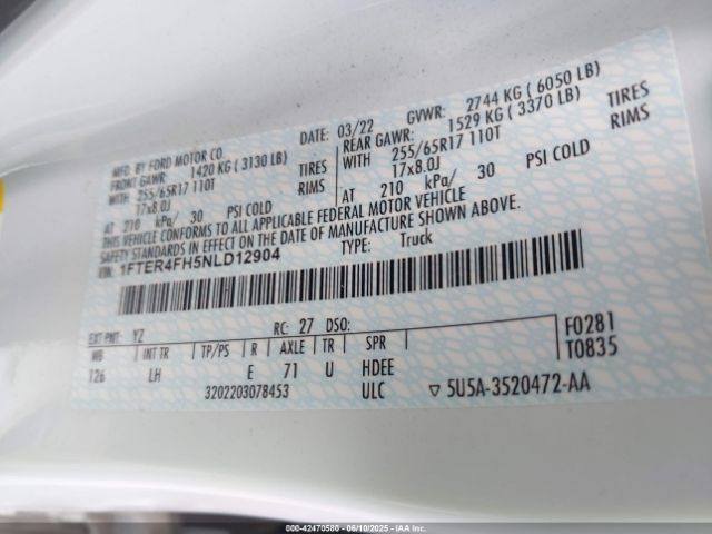 2022 FORD RANGER 1FTER4FH5NLD12904 Photo 8