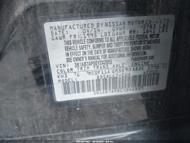 Nissan 2014 2014 3N1AB7AP8EY242859 Image 9