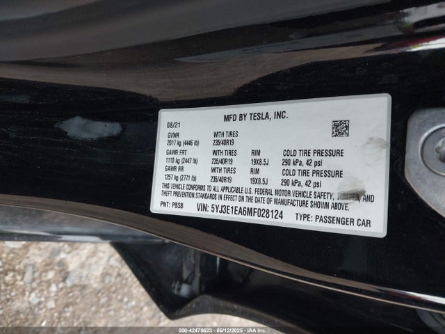 2021 TESLA MODEL 3 5YJ3E1EA6MF028124 Photo 8