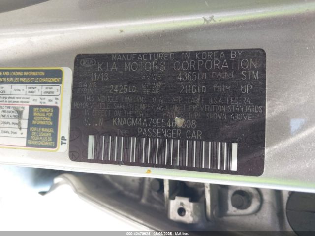 KNAGM4A79E5465308 KIA Optima Lx