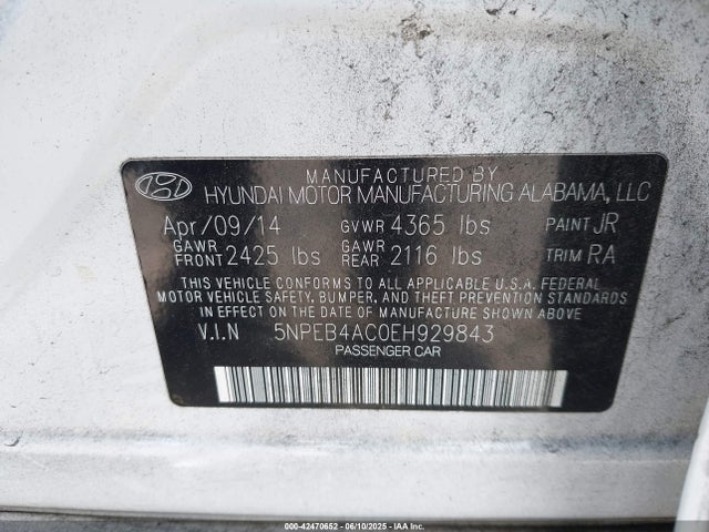 5NPEB4AC0EH929843 Hyundai gamma