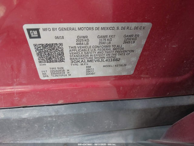 3GKALMEV6JL411662 GMC lyx - direct injection, vvt, fgt, turbo, alum, gen 1