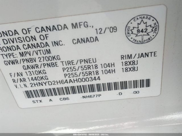 2010 ACURA MDX 2HNYD2H64AH000344 Photo 8