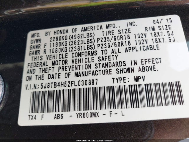 5J8TB4H52FL030897 Acura j35z2