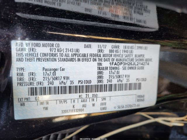 1FADP3H26JL214274 Ford Focus