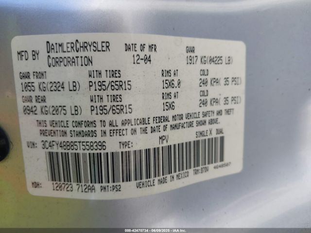 2005 CHRYSLER PT CRUISER 3C4FY48B85T558396 Photo 8