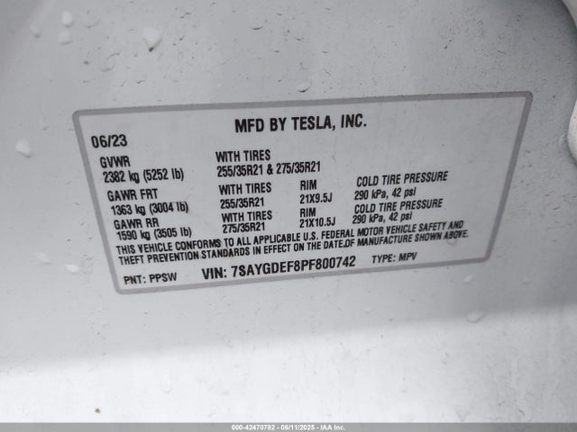 7SAYGDEF8PF800742 Tesla 2023