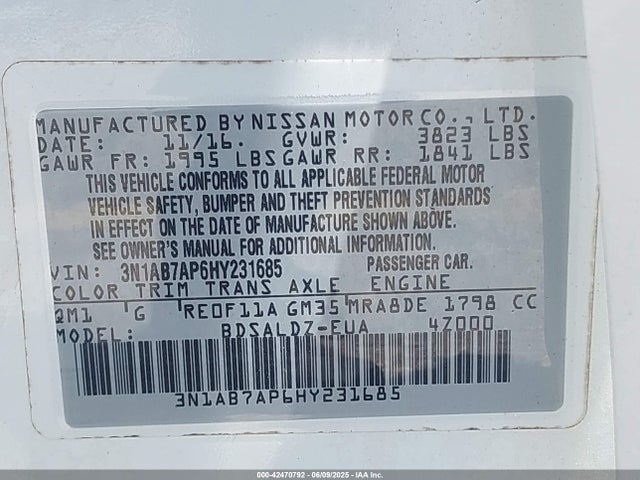 Nissan SENTRA SV 2017 3N1AB7AP6HY231685 Image 9