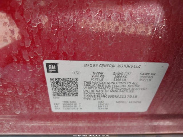 1GNERHKW9MJ117918 Chevrolet lfy