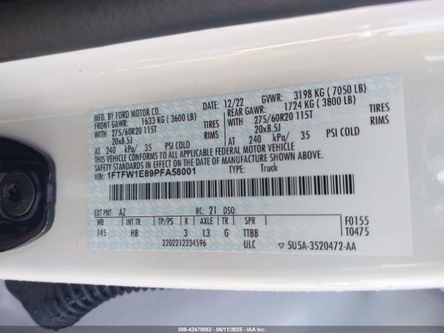 2023 FORD F-150 1FTFW1E89PFA58001 Photo 8