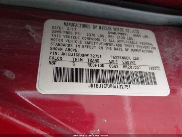 JN1BJ1CRXHW132751 Nissan 2017