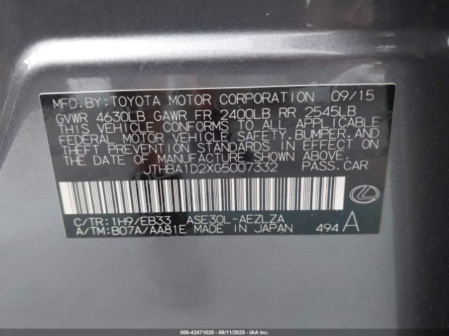 2016 LEXUS IS 200T JTHBA1D2XG5007332 Photo 8