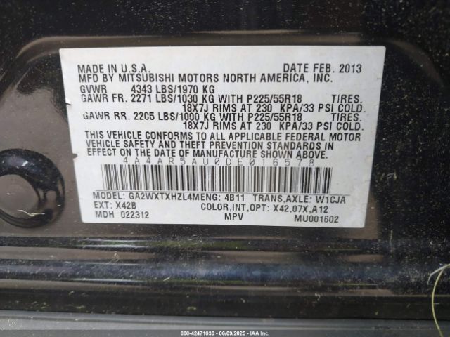 2013 MITSUBISHI OUTLANDER SPORT 4A4AR5AU0DE016578 Photo 8