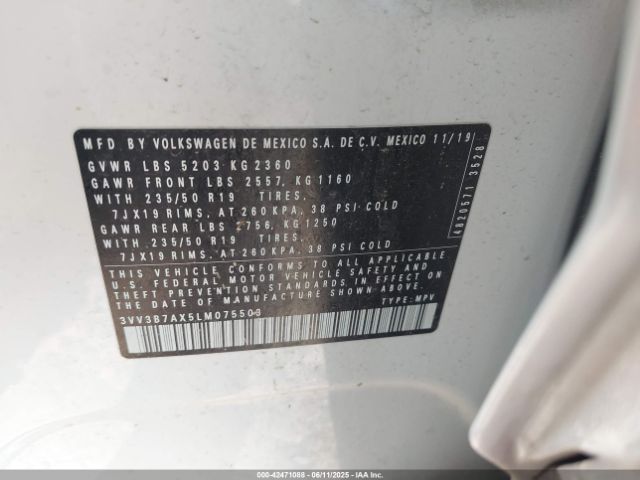 2020 VOLKSWAGEN TIGUAN 3VV3B7AX5LM075503 Photo 8