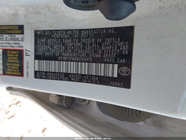 4T1BF1FKXHU764976 Toyota 2ar-fe
