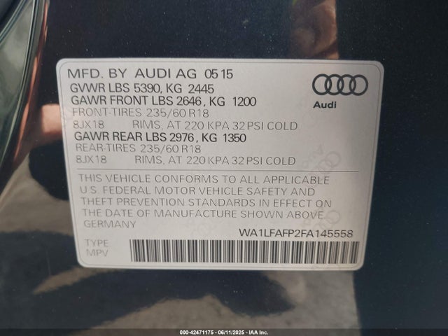 2015 AUDI Q5 WA1LFAFP2FA145558 Photo 8
