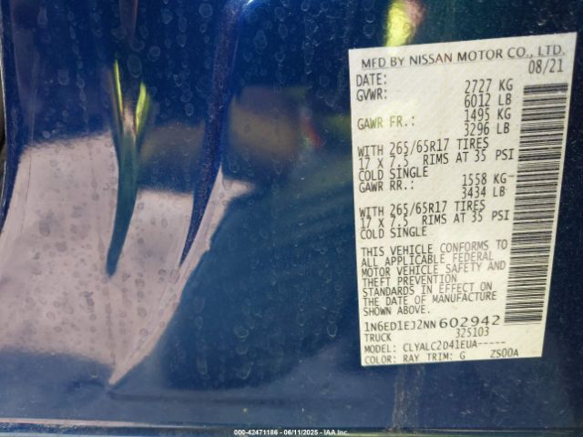 2022 NISSAN FRONTIER 1N6ED1EJ2NN602942 Photo 8