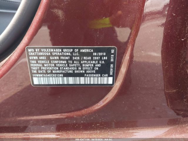 1VWBN7A34EC021285 Volkswagen Passat 2.0l Tdi Se