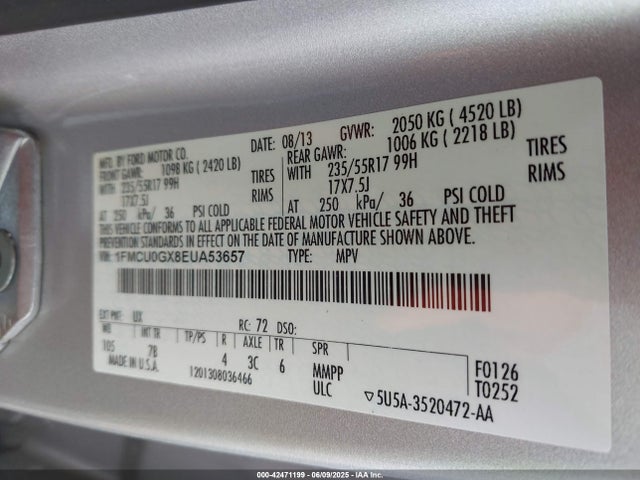 1FMCU0GX8EUA53657 Ford ESCAPE SE