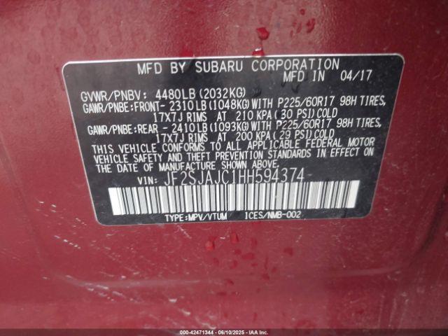 2017 SUBARU FORESTER JF2SJAJC1HH594374 Photo 8