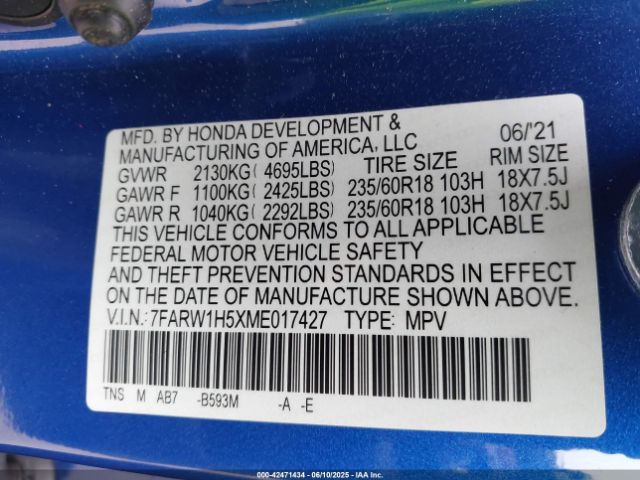 2021 HONDA CR-V 7FARW1H5XME017427 Photo 8