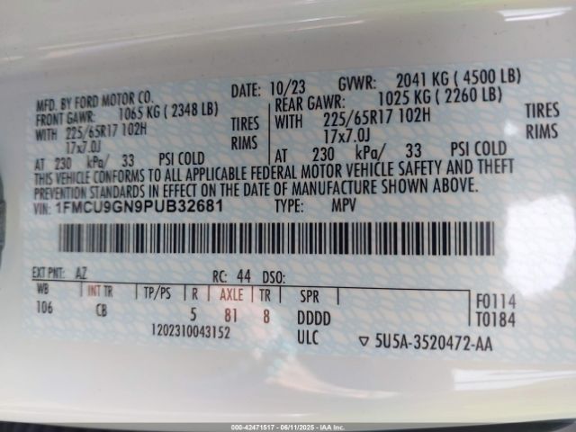 2023 FORD ESCAPE 1FMCU9GN9PUB32681 Photo 8