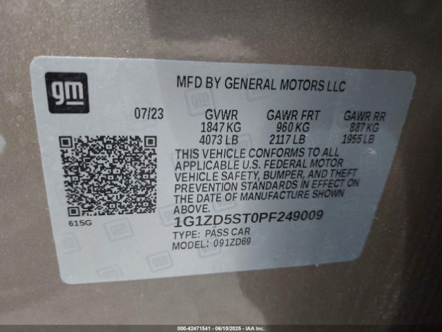 1G1ZD5ST0PF249009 Chevrolet Malibu Fwd 1lt